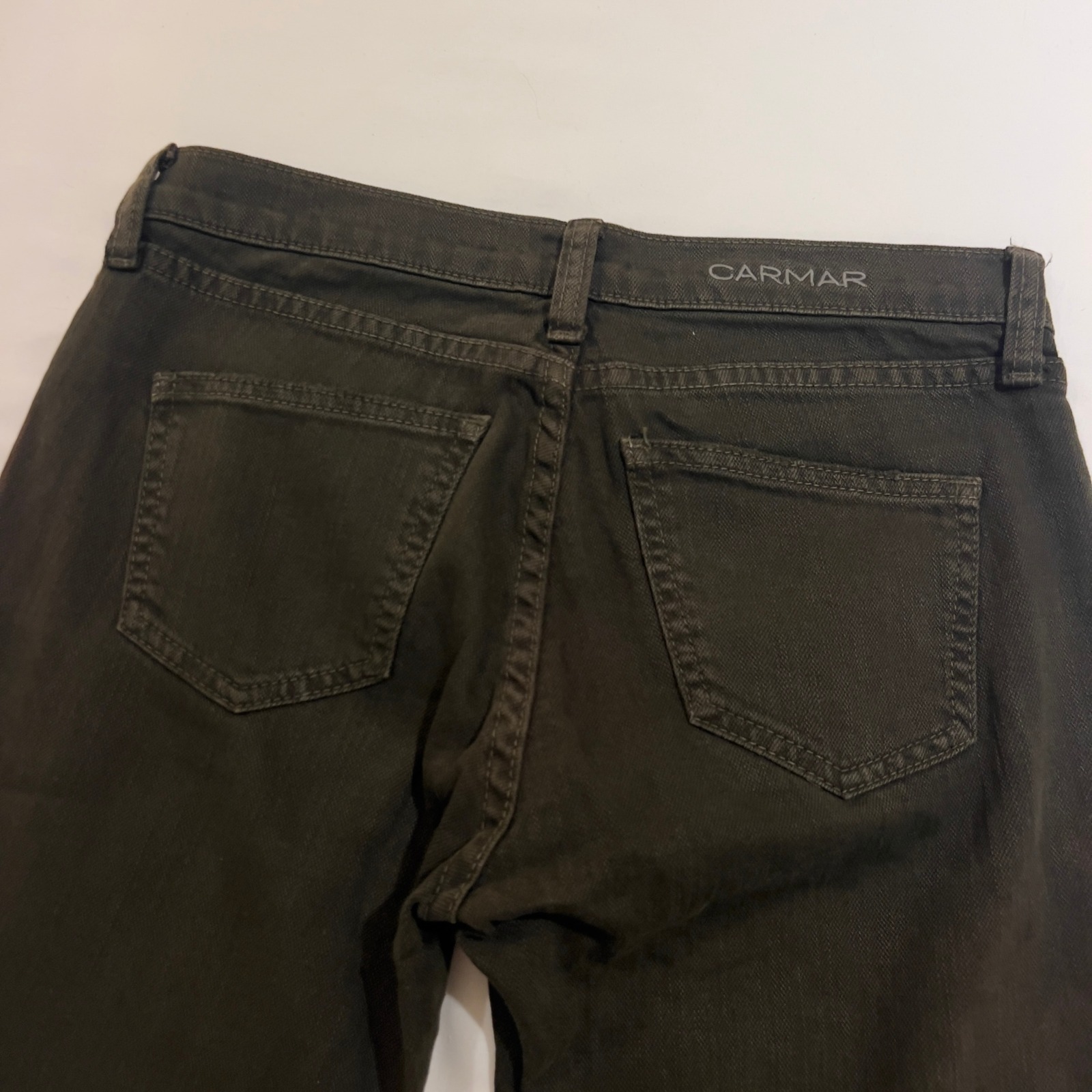 Carmar Distressed Knee Blowout Slim Jeans Olive Green Size 27 — image 8 of 8
